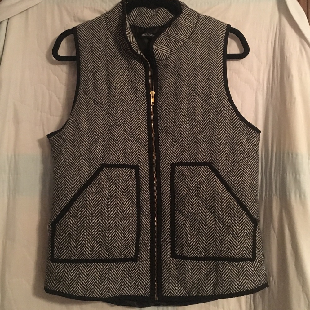 Black and White Puffer Vest